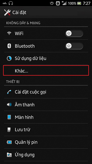 Phát wifi bằng điện thoại Androi Bước 1