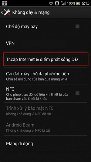 Phát wifi bằng điện thoại Androi Bước 2