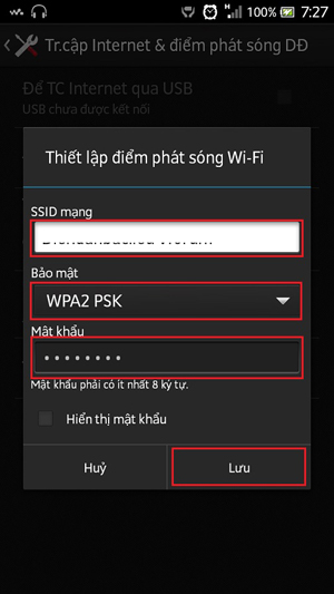 Phát wifi bằng điện thoại Androi Bước 4