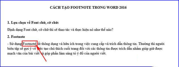 Cách tạo Footnote trong Word 2016